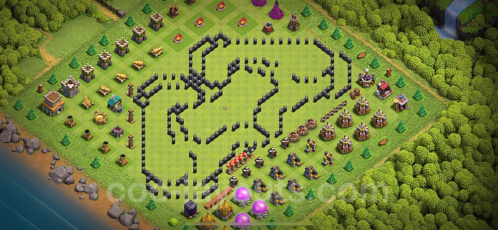 TH8 Funny Troll Base Plan with Link, Copy Town Hall 8 Art Design 2024, #32