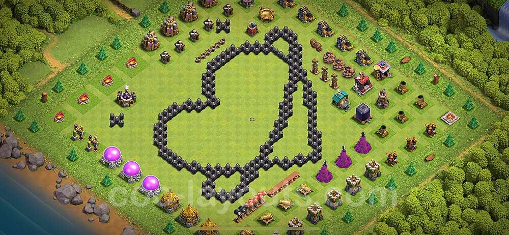 TH8 Funny Troll Base Plan with Link, Copy Town Hall 8 Art Design 2024, #34