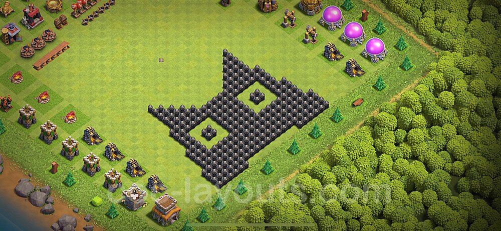 TH8 Funny Troll Base Plan with Link, Copy Town Hall 8 Art Design 2024, #39