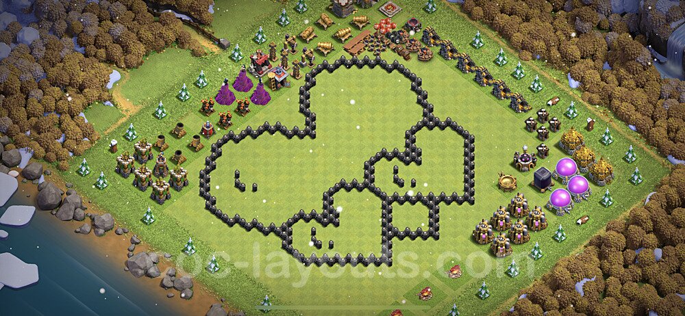 TH8 Funny Troll Base Plan with Link, Copy Town Hall 8 Art Design 2021, #4