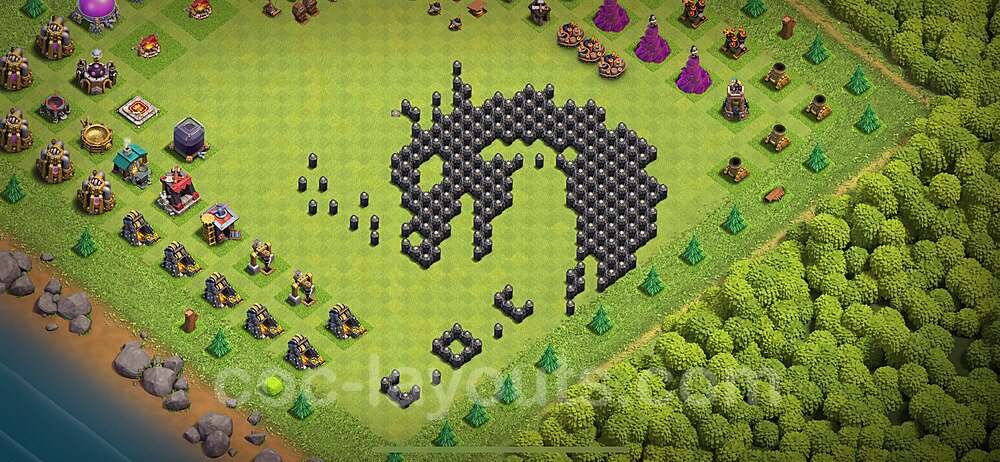 TH8 Funny Troll Base Plan with Link, Copy Town Hall 8 Art Design 2024, #45