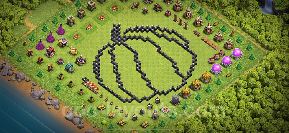 Municipio livello 8 Troll Funny Base + Link - Miglior Art Disposizione Villaggio COC 2024 TH8 - #46