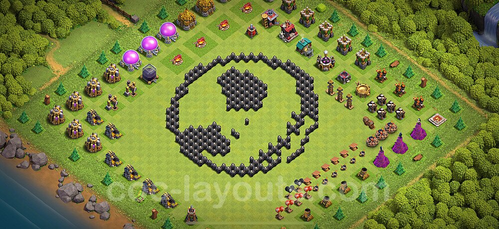 Municipio livello 8 Troll Funny Base + Link - Miglior Art Disposizione Villaggio COC 2024 TH8 - #49