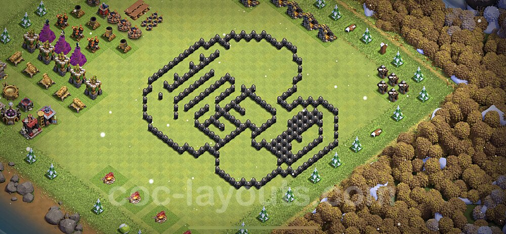 TH8 Funny Troll Base Plan with Link, Copy Town Hall 8 Art Design 2021, #5