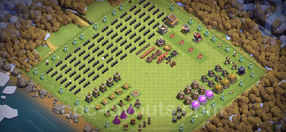 TH8 Funny Troll Base Plan with Link, Copy Town Hall 8 Art Design 2021, #7