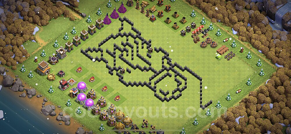 TH8 Funny Troll Base Plan with Link, Copy Town Hall 8 Art Design 2021, #9