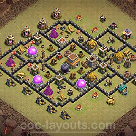 Die Maximal Clan War Base RH8 + Link, Hybrid 2024 - COC Rathaus Level 8 Kriegsbase (CK / CW) - #104