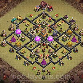 TH8 Anti 3 Stars CWL War Base Plan with Link, Anti Everything, Copy Town Hall 8 Design 2024, #105