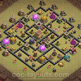 Die Anti 2 Sterne Clan War Base RH8 + Link, Hybrid 2024 - COC Rathaus Level 8 Kriegsbase (CK / CW) - #106