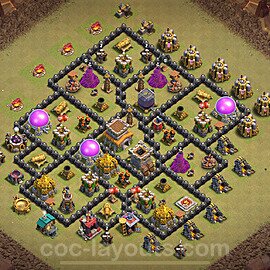 Die Maximal Clan War Base RH8 + Link, Hybrid 2024 - COC Rathaus Level 8 Kriegsbase (CK / CW) - #107