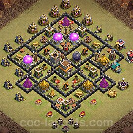 Die Anti 2 Sterne Clan War Base RH8 + Link, Anti Alles 2024 - COC Rathaus Level 8 Kriegsbase (CK / CW) - #109