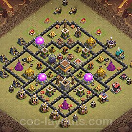 TH8 Anti 2 Stars CWL War Base Plan with Link, Anti Everything, Copy Town Hall 8 Design 2024, #113