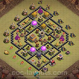 Diseño de aldea para Guerra al Maximo Ayuntamiento 8 Copiar, Híbrido - Full COC TH8 Perfecta Distribucion 2024 + Enlace - #114