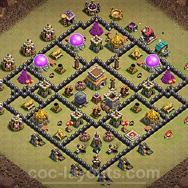 TH8 Anti 2 Stars CWL War Base Plan with Link, Anti Everything, Copy Town Hall 8 Design 2024, #115