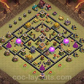 TH8 Anti 3 Stars CWL War Base Plan with Link, Anti Everything, Copy Town Hall 8 Design 2024, #121