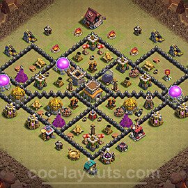 TH8 War Base Plan with Link, Anti Everything, Hybrid, Copy Town Hall 8 CWL Design 2024, #122