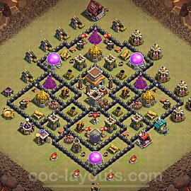 TH8 Anti 2 Stars CWL War Base Plan with Link, Hybrid, Copy Town Hall 8 Design 2024, #123