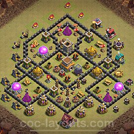 TH8 Anti 3 Stars CWL War Base Plan with Link, Hybrid, Copy Town Hall 8 Design 2024, #129