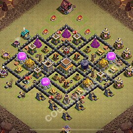 Diseño de aldea para Guerra Anti 3 Estrellas Ayuntamiento 8 Copiar, Anti Todo - COC TH8 Perfecta Distribucion 2025 + Enlace - #135