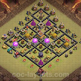 Municipio livello 8 Base di Guerra + Link, Anti Air / Dragon, Ibrido - Miglior Disposizione Villaggio COC 2025 TH8 - #138