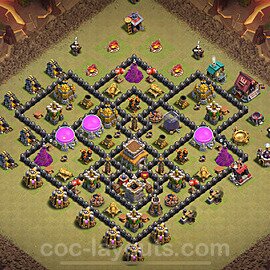 Die Anti 2 Sterne Clan War Base RH8 + Link, Hybrid 2025 - COC Rathaus Level 8 Kriegsbase (CK / CW) - #148