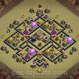 Die Anti 3 Sterne Clan War Base RH8 + Link, Hybrid 2021 - COC Rathaus Level 8 Kriegsbase (CK / CW) - #48
