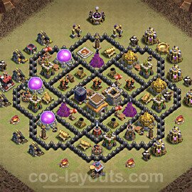 Die Anti 2 Sterne Clan War Base RH8 + Link, Hybrid 2022 - COC Rathaus Level 8 Kriegsbase (CK / CW) - #53