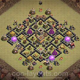 TH8 Anti 3 Stars CWL War Base Plan with Link, Hybrid, Copy Town Hall 8 Design, #56