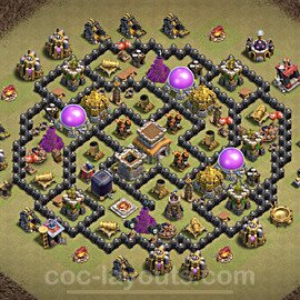 TH8 War Base Plan with Link, Anti 3 Stars, Hybrid, Copy Town Hall 8 CWL Design 2023, #6