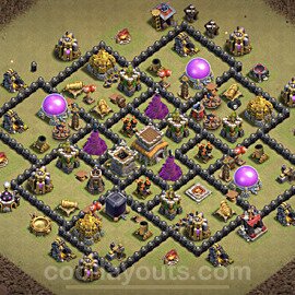 Diseño de aldea para Guerra al Maximo Ayuntamiento 8 Copiar, Anti 3 Estrellas, Anti Todo - Full COC TH8 Perfecta Distribucion 2023 + Enlace - #7