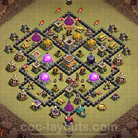 TH8 War Base Plan with Link, Anti Everything, Hybrid, Copy Town Hall 8 CWL Design 2024, #81