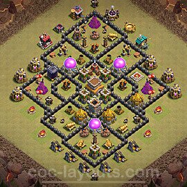 TH8 War Base Plan with Link, Anti Air / Dragon, Hybrid, Copy Town Hall 8 CWL Design 2024, #84