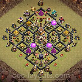 Diseño de aldea para Guerra Anti 3 Estrellas Ayuntamiento 8 Copiar, Anti Todo - COC TH8 Perfecta Distribucion 2024 + Enlace - #87