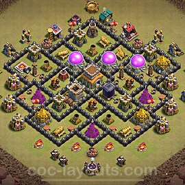 TH8 Anti 3 Stars CWL War Base Plan with Link, Hybrid, Copy Town Hall 8 Design 2024, #88