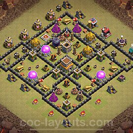 TH8 Anti 2 Stars CWL War Base Plan with Link, Anti Air / Dragon, Copy Town Hall 8 Design 2024, #89