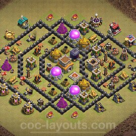 Diseño de aldea para Guerra Anti 3 Estrellas Ayuntamiento 8 Copiar, Anti Todo - COC TH8 Perfecta Distribucion 2024 + Enlace - #91