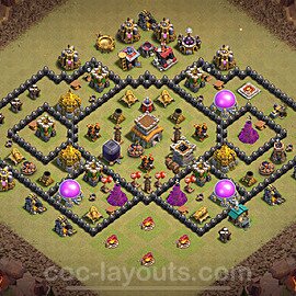 Municipio livello 8 Base di Guerra + Link, Anti Air / Dragon, Ibrido - Miglior Disposizione Villaggio COC 2024 TH8 - #96