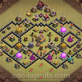 Municipio livello 8 Base di Guerra + Link, Anti Air / Dragon, Ibrido - Miglior Disposizione Villaggio COC 2024 TH8 - #96