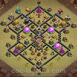 Diseño de aldea para Guerra al Maximo Ayuntamiento 8 Copiar, Híbrido - Full COC TH8 Perfecta Distribucion 2024 + Enlace - #97