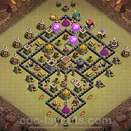 Diseño de aldea para Guerra Anti 2 Estrellas Ayuntamiento 8 Copiar, Anti Todo - COC TH8 Perfecta Distribucion 2024 + Enlace - #98