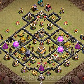 TH8 War Base Plan with Link, Anti Everything, Hybrid, Copy Town Hall 8 CWL Design 2024, #99