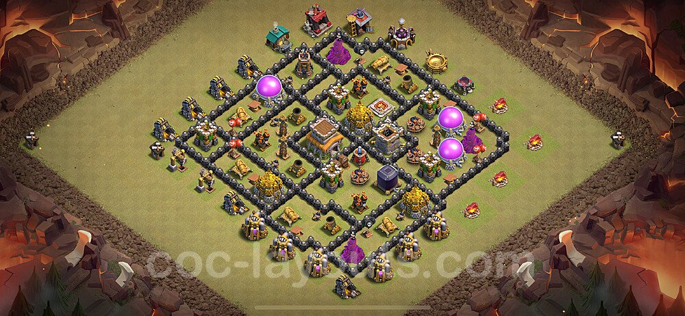 Die Maximal Clan War Base RH8 + Link, Hybrid 2024 - COC Rathaus Level 8 Kriegsbase (CK / CW) - #101