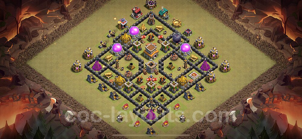 Die Maximal Clan War Base RH8 + Link, Hybrid 2024 - COC Rathaus Level 8 Kriegsbase (CK / CW) - #103