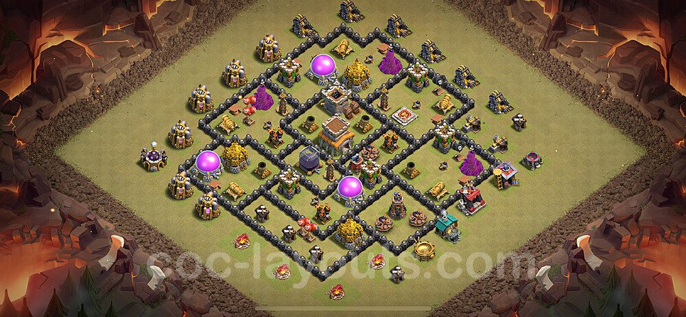 Die Anti 2 Sterne Clan War Base RH8 + Link, Hybrid 2024 - COC Rathaus Level 8 Kriegsbase (CK / CW) - #106