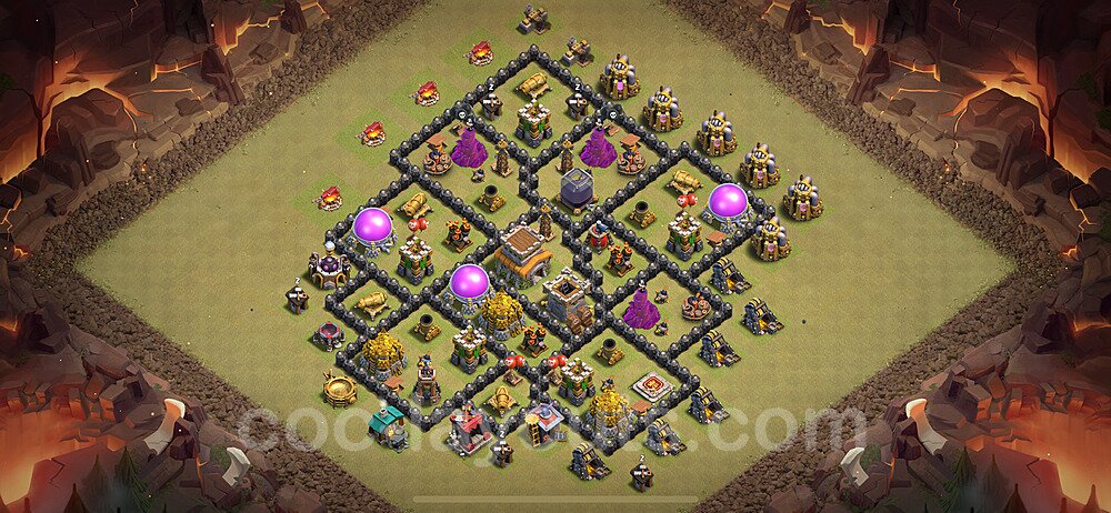 Die Maximal Clan War Base RH8 + Link, Hybrid 2024 - COC Rathaus Level 8 Kriegsbase (CK / CW) - #107