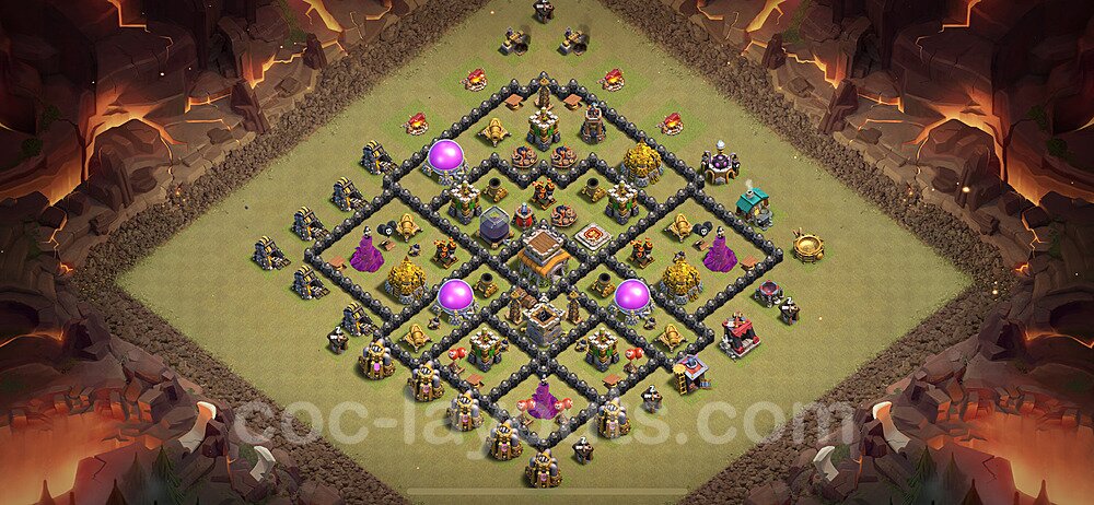 Die Anti 2 Sterne Clan War Base RH8 + Link, Anti Alles 2024 - COC Rathaus Level 8 Kriegsbase (CK / CW) - #113