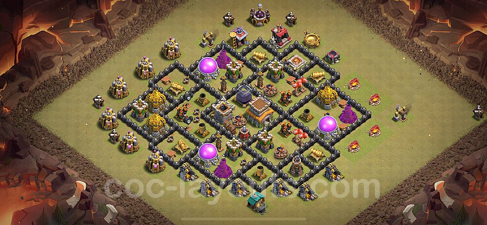 Die Anti 2 Sterne Clan War Base RH8 + Link, Anti Air / Dragon 2024 - COC Rathaus Level 8 Kriegsbase (CK / CW) - #117