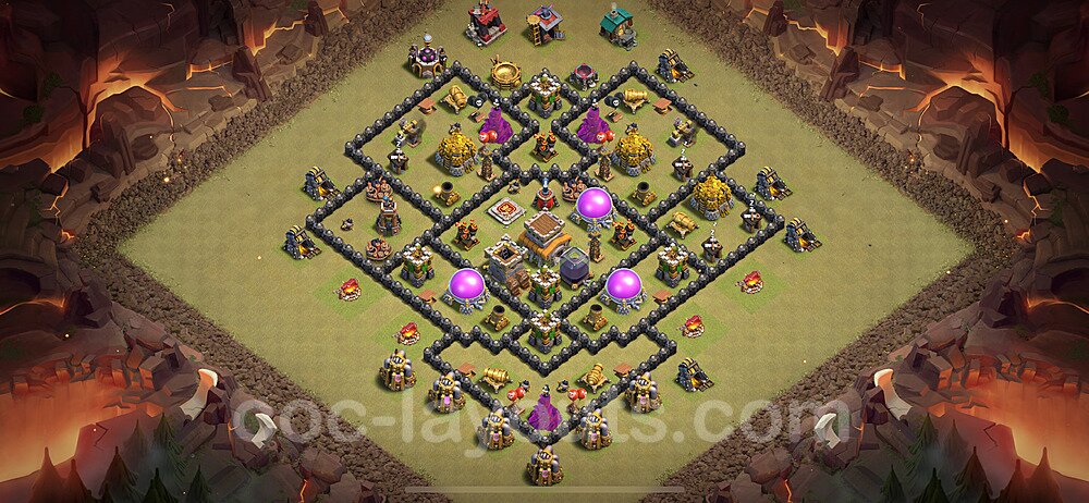 Municipio livello 8 Base di Guerra + Link, Anti Air / Dragon, Ibrido - Miglior Disposizione Villaggio COC 2024 TH8 - #118