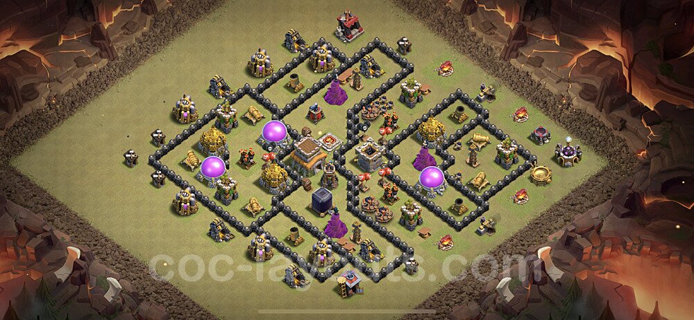 TH8 Max Levels CWL War Base Plan with Link, Hybrid, Anti Everything, Copy Town Hall 8 Design, #12