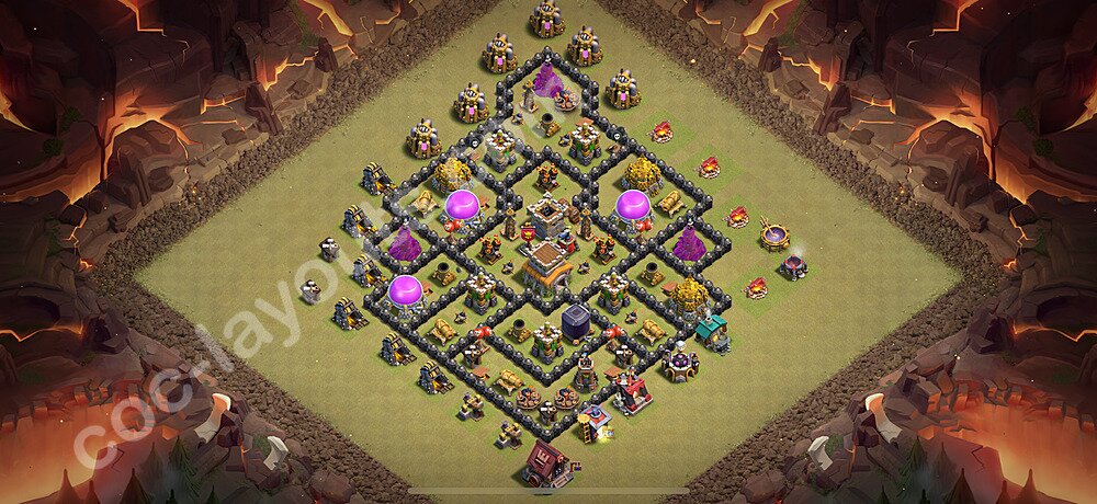 Die Anti 2 Sterne Clan War Base RH8 + Link, Hybrid 2026 - COC Rathaus Level 8 Kriegsbase (CK / CW) - #133